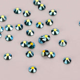Dark Green AB Glass Flat Back Glue-On Rhinestones 16 Cut Facets In Bulk WholesaleRhinestone